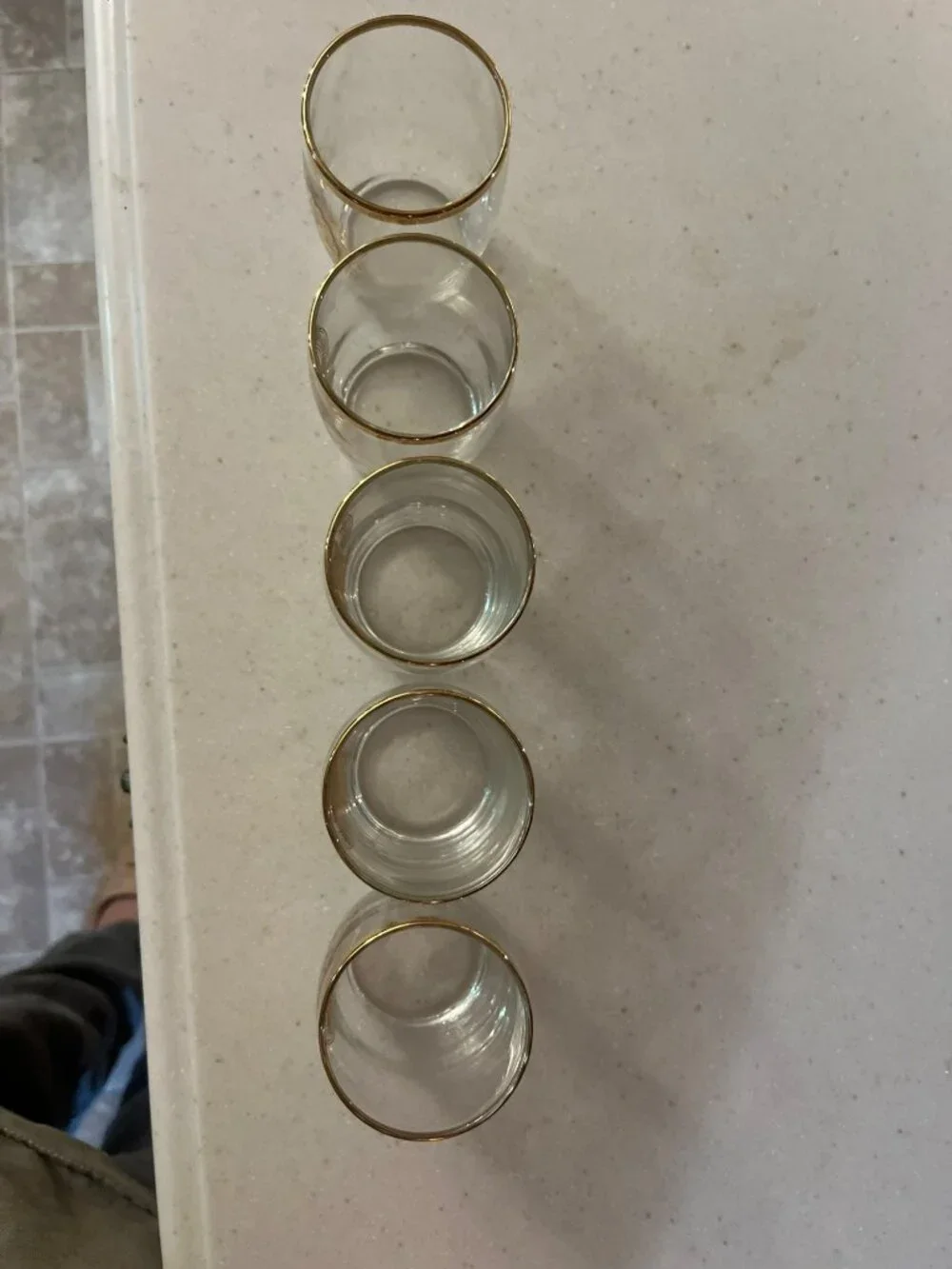 Vintage Coors Gold Rim Shot Glasses Set of 5 Rocky Mountain Cordial Barware Used